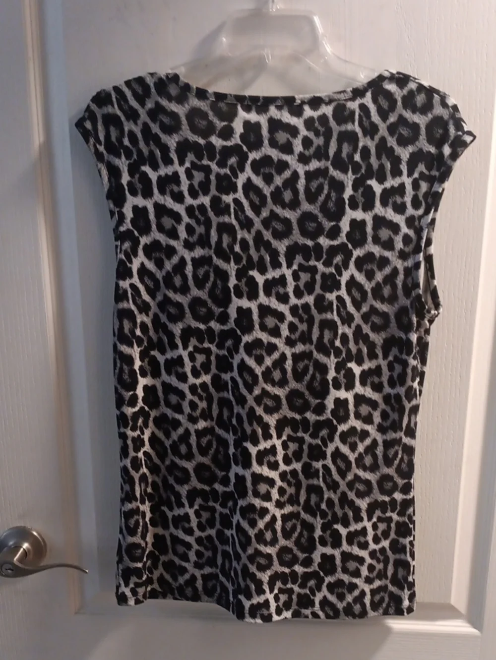 Michael Kors Sleeveless Cowl Neck Leopard Print Top - Black & White